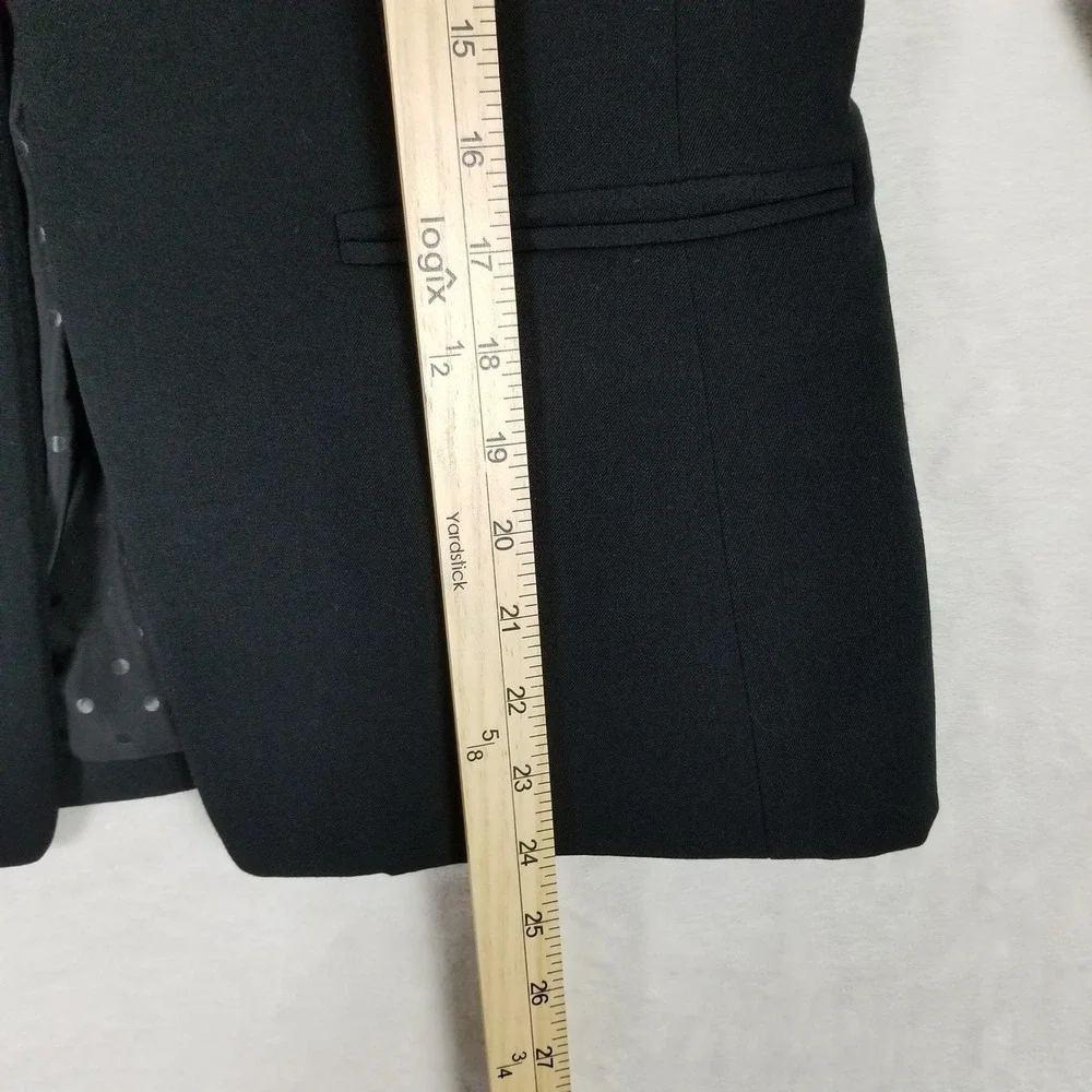 J.Crew Open Front Blazer Women 6 Black Polka Dot Lining Structured Workwear
